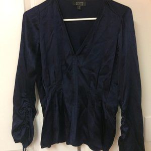 Silk blouse, v neck with gathered waist